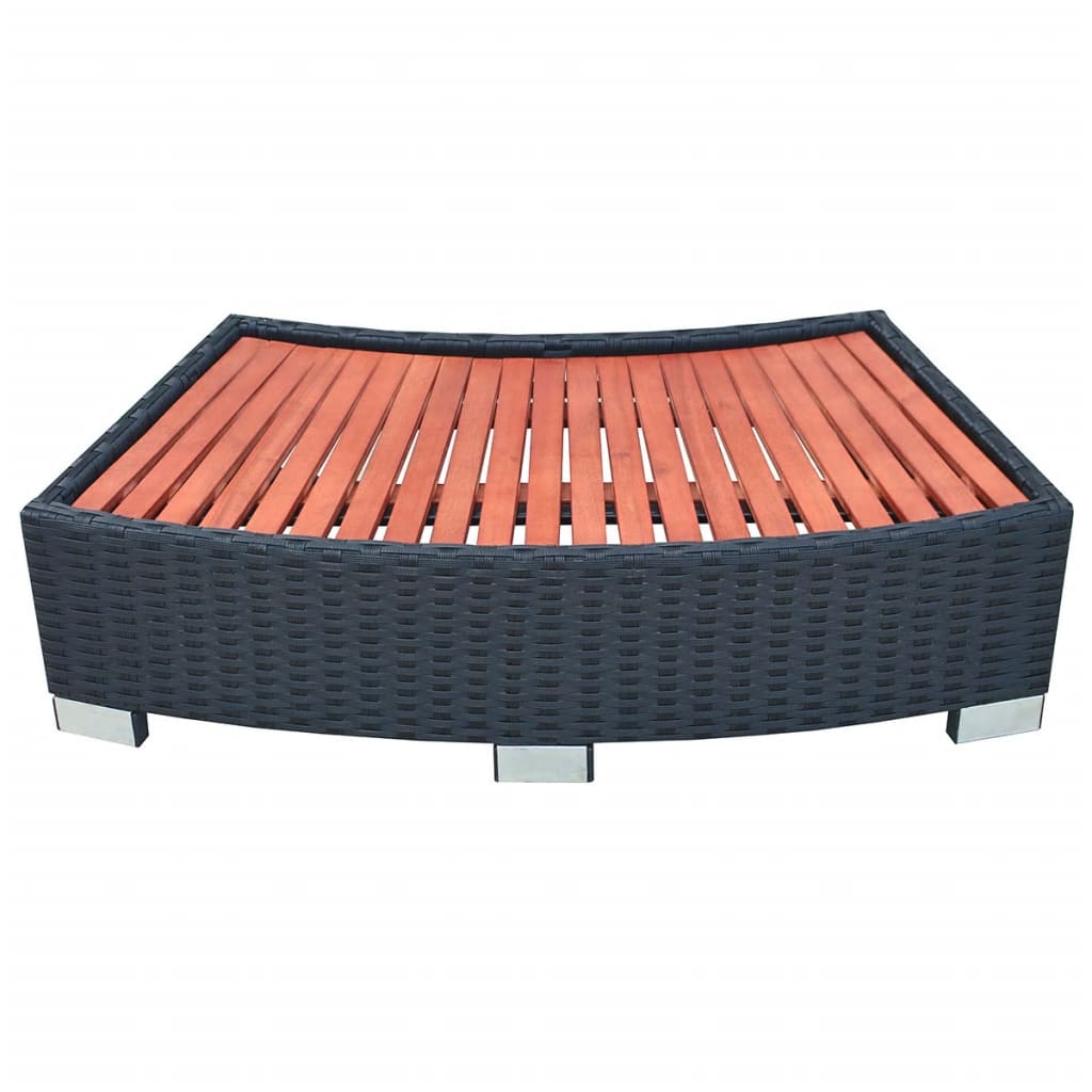 vidaXL Spa Step Poly Rattan Patio Hot Tub Bathtub Pool Footstep Black/Gray