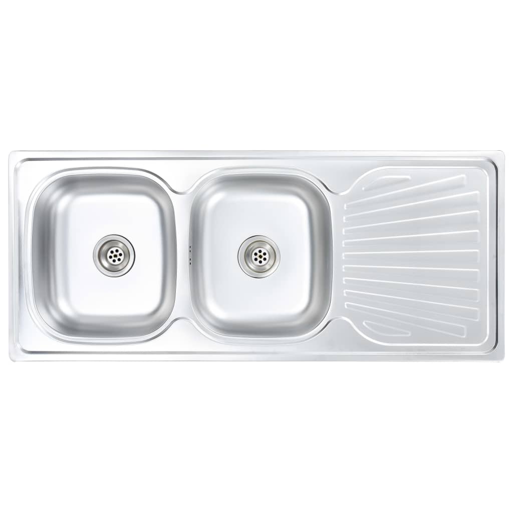 vidaXL Kitchen Sink Undermount Sink with Strainer Stainless Steel Sink Round