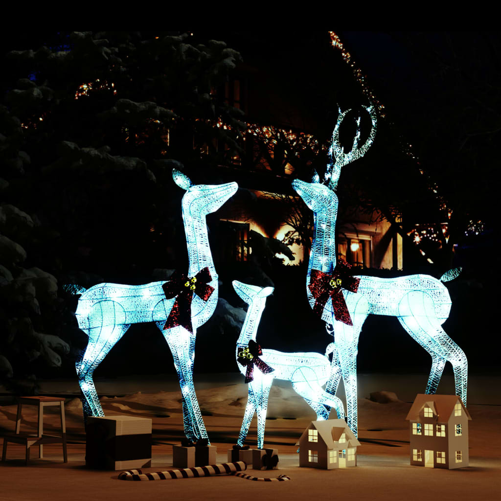 vidaXL Christmas Decoration Pre-Lit Christmas Reindeer Family with 201 LEDs