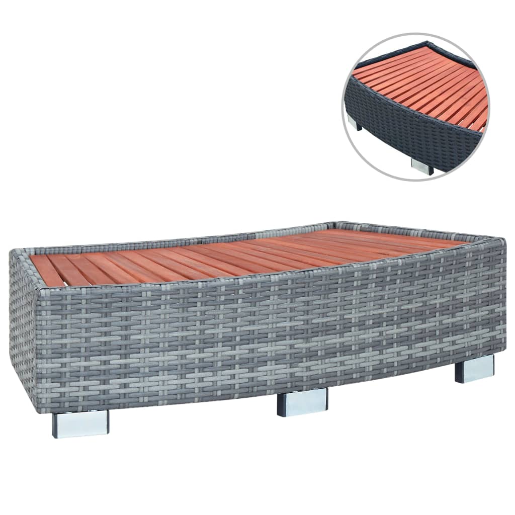 vidaXL Spa Step Poly Rattan Patio Hot Tub Bathtub Pool Footstep Black/Gray