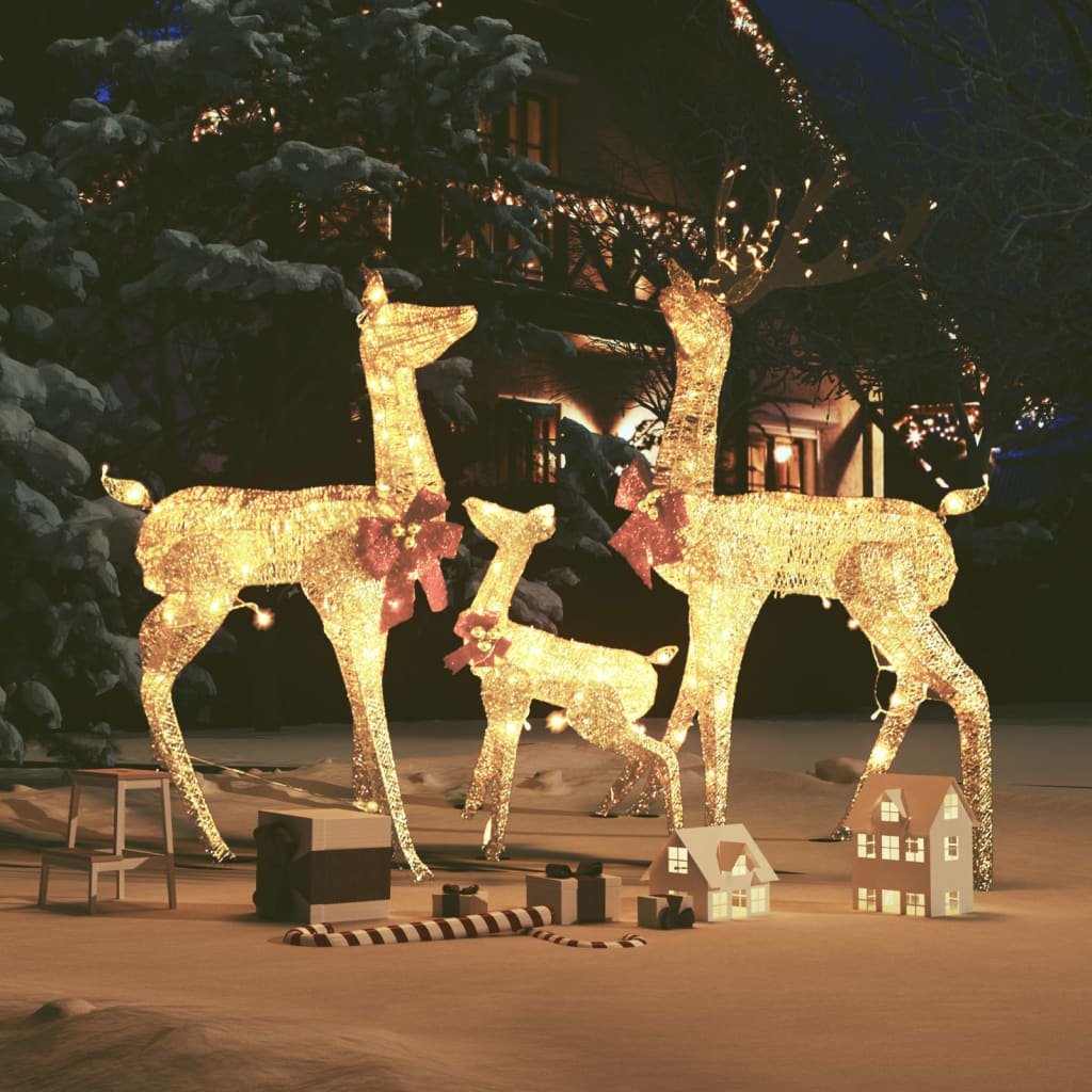 vidaXL Christmas Decoration Pre-Lit Christmas Reindeer Family with 201 LEDs